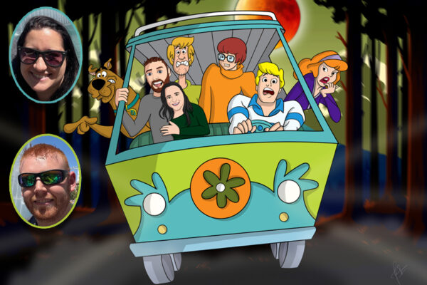 Custom Scooby Doo Custom Portrait with the gang in mystery machine