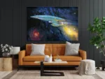 Star Trek USS Enterprise-D from Picard's Ready Room Wall Art Digitally recreated and Printed on High-Quality Canvas - US Starship Decor