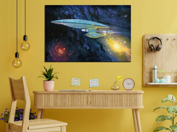 Star Trek USS Enterprise-D from Picard's Ready Room Wall Art Digitally recreated and Printed on High-Quality Canvas - US Starship Decor