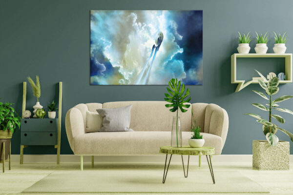 Star Trek NC-1701 Flying High in the Sky - Digitally Created Painting on High-Quality Canvas | Sci-Fi Space Art Decor