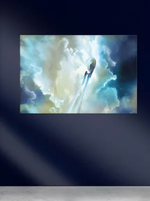 Star Trek NC-1701 Flying High in the Sky - Digitally Created Painting on High-Quality Canvas | Sci-Fi Space Art Decor