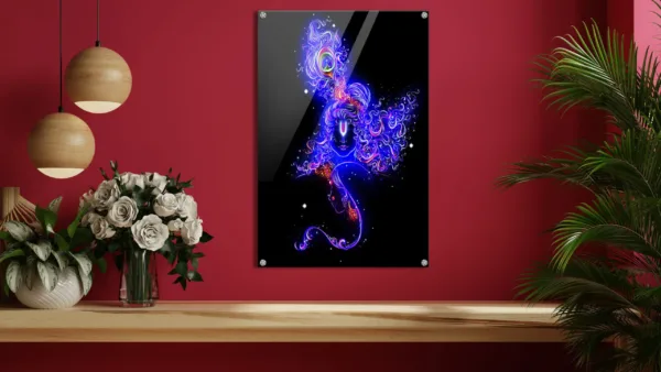 Radha & Krishna Painting Created Digitally and Printed on Crystal Clear High-Quality Acrylic-Symbol of Spiritual Love and Devotion