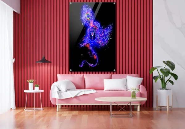 Radha & Krishna Painting Created Digitally and Printed on Crystal Clear High-Quality Acrylic-Symbol of Spiritual Love and Devotion
