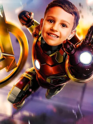 Custom Ironman Superhero Portrait Gift For Kids
