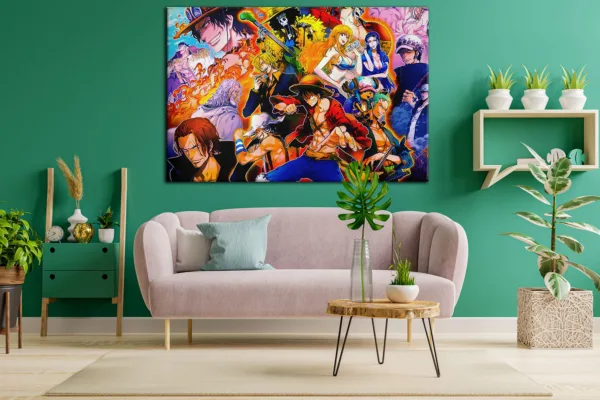 One Piece Pirates Painting on framed canvas, One Piece Pirates - Watercolor style digital painting on Canvas