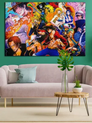 One Piece Pirates Painting on framed canvas, One Piece Pirates - Watercolor style digital painting on Canvas