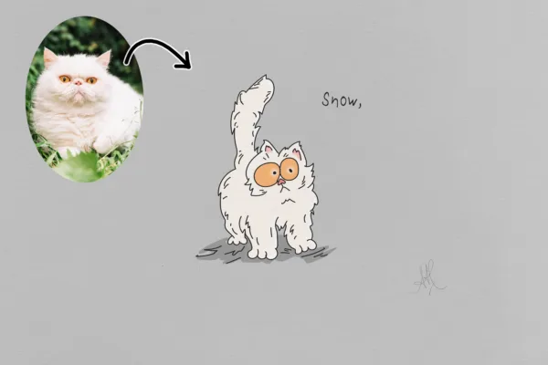 Custom Cartoon Cat Portrait in Simon's Cat Style